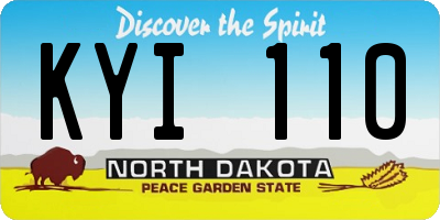ND license plate KYI110