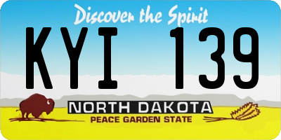 ND license plate KYI139