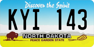 ND license plate KYI143