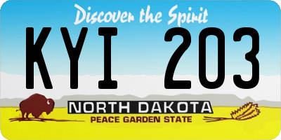 ND license plate KYI203