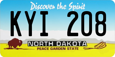 ND license plate KYI208