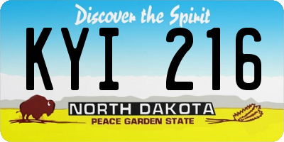 ND license plate KYI216