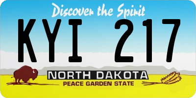 ND license plate KYI217