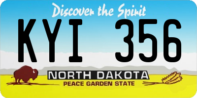 ND license plate KYI356