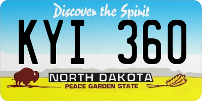 ND license plate KYI360