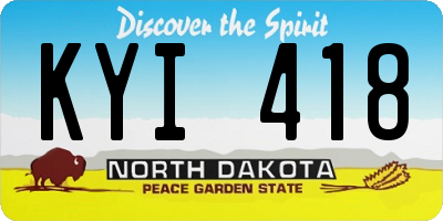 ND license plate KYI418