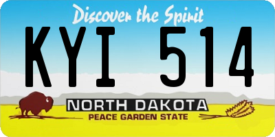 ND license plate KYI514