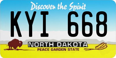 ND license plate KYI668