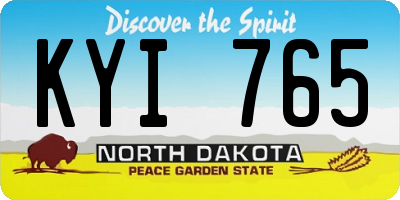 ND license plate KYI765