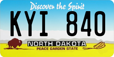 ND license plate KYI840