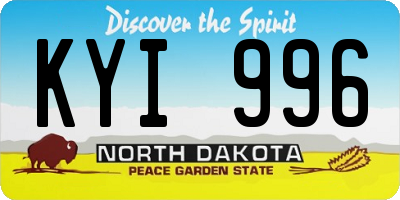 ND license plate KYI996