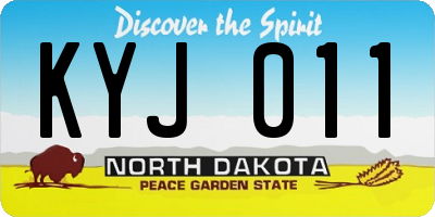 ND license plate KYJ011