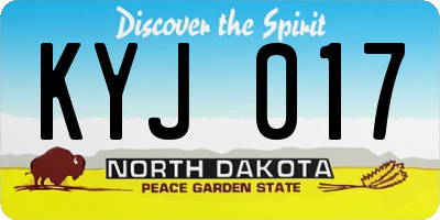 ND license plate KYJ017