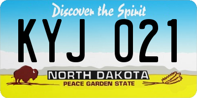 ND license plate KYJ021