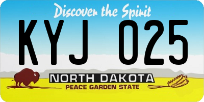 ND license plate KYJ025