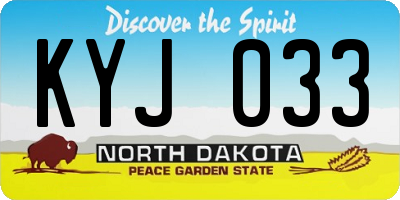 ND license plate KYJ033