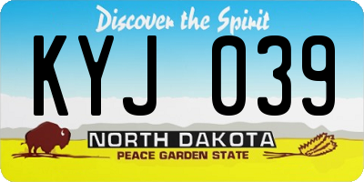 ND license plate KYJ039