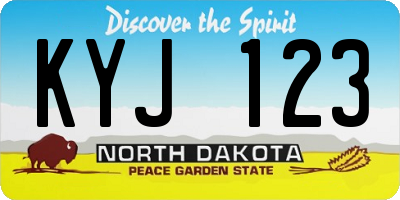 ND license plate KYJ123