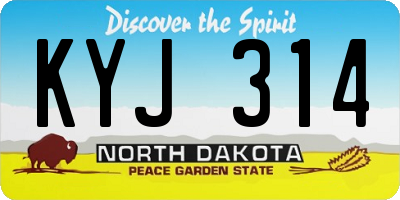ND license plate KYJ314