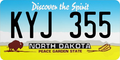 ND license plate KYJ355