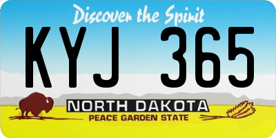 ND license plate KYJ365