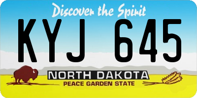 ND license plate KYJ645