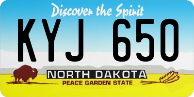 ND license plate KYJ650