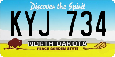 ND license plate KYJ734