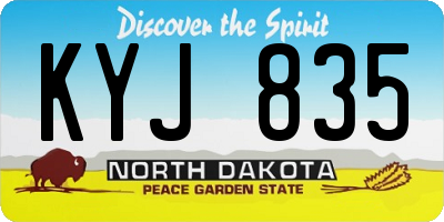 ND license plate KYJ835
