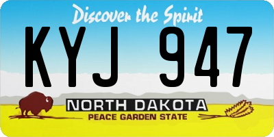 ND license plate KYJ947