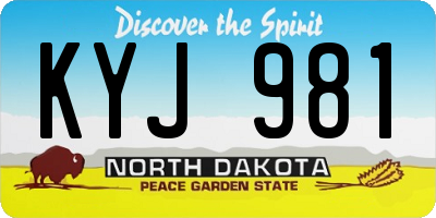 ND license plate KYJ981