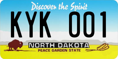 ND license plate KYK001