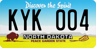 ND license plate KYK004