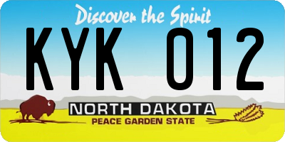 ND license plate KYK012