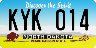ND license plate KYK014