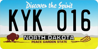 ND license plate KYK016