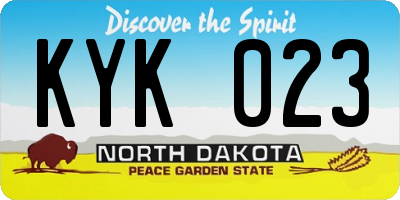 ND license plate KYK023