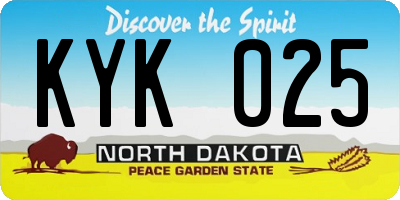 ND license plate KYK025