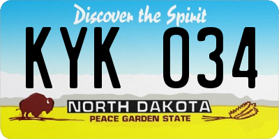ND license plate KYK034
