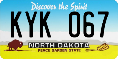 ND license plate KYK067