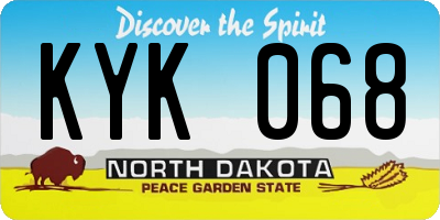 ND license plate KYK068