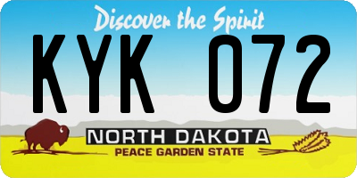 ND license plate KYK072