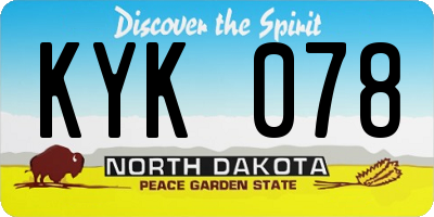 ND license plate KYK078