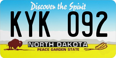 ND license plate KYK092