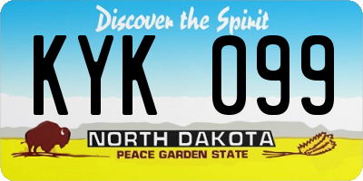 ND license plate KYK099
