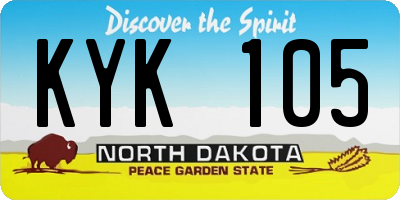 ND license plate KYK105