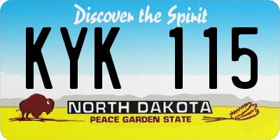 ND license plate KYK115