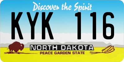 ND license plate KYK116
