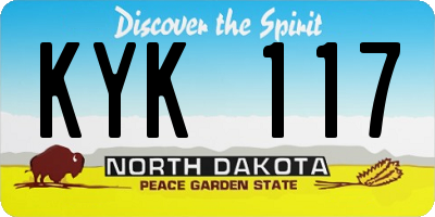 ND license plate KYK117