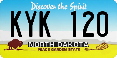 ND license plate KYK120